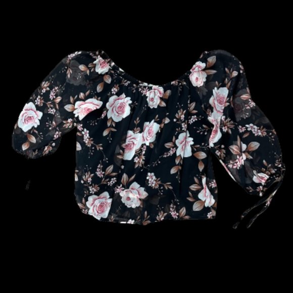 American Eagle Off the Shoulder BOHO Black Mesh Sleeves - Picture 1 of 2